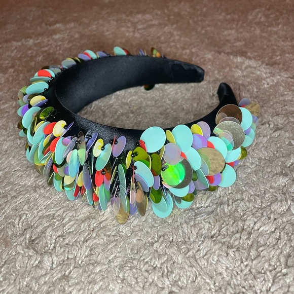 Zara Women’s Sequin Multicolor Headband - Picture 2 of 4